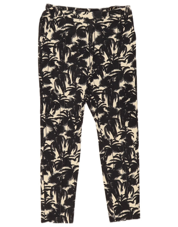 Topshop Kvinders Grafiske Slim Cropped Trousers UK 10 Small W28 L26 Black