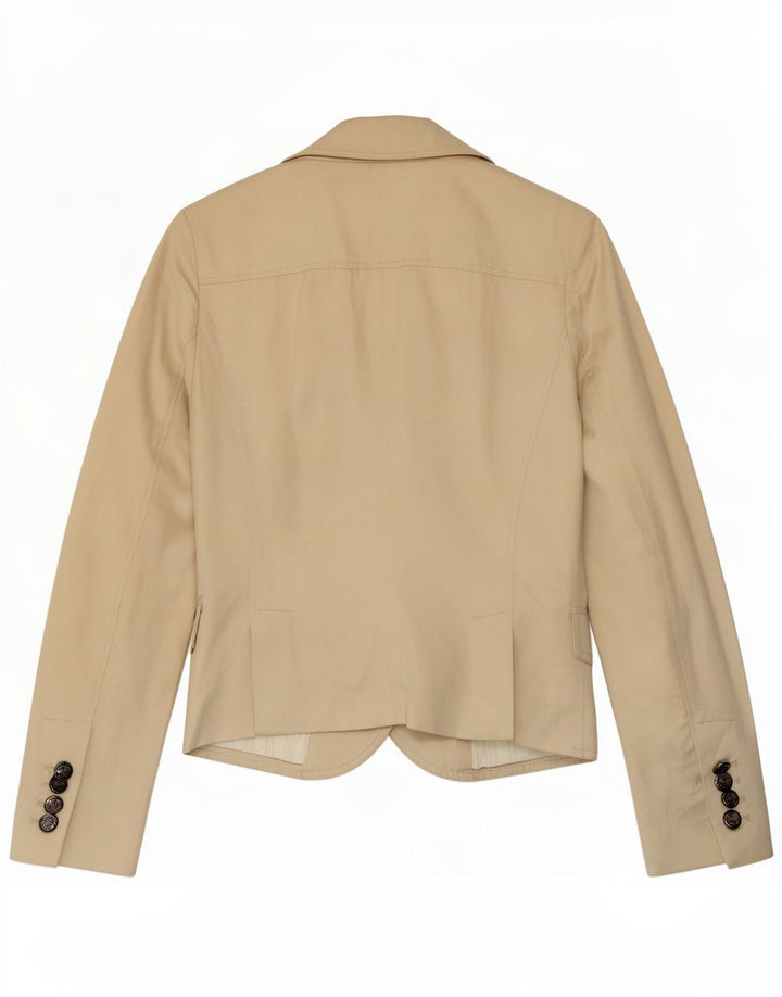 Massimo Dutti Dame 2-knaps blazerjakke UK 12 Medium Beige Bomuld