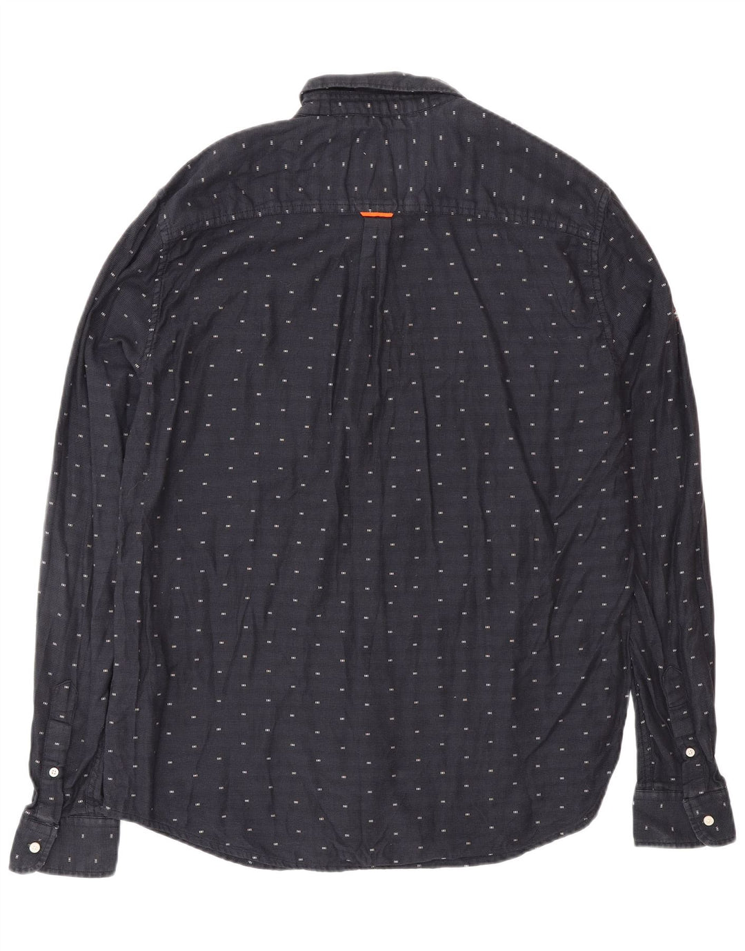 SUPERDRY herre Regular Fit skjorte XL marineblå plettet bomuld