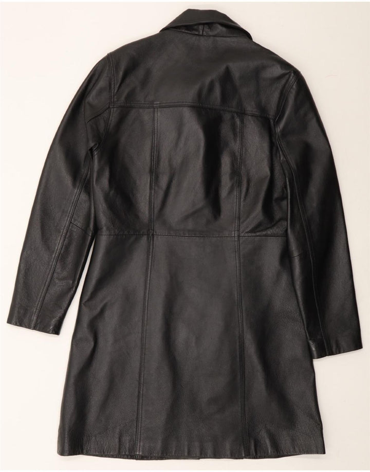 VINTAGE Womens Leather Coat UK 10 Small Black Leather Vintage Vintage and Second-Hand Vintage from Messina Hembry 