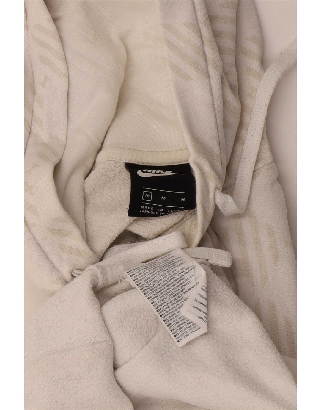 Nike Dame Oversized Hoodie Jumper UK 14 Medium White Geometrisk Bomuld