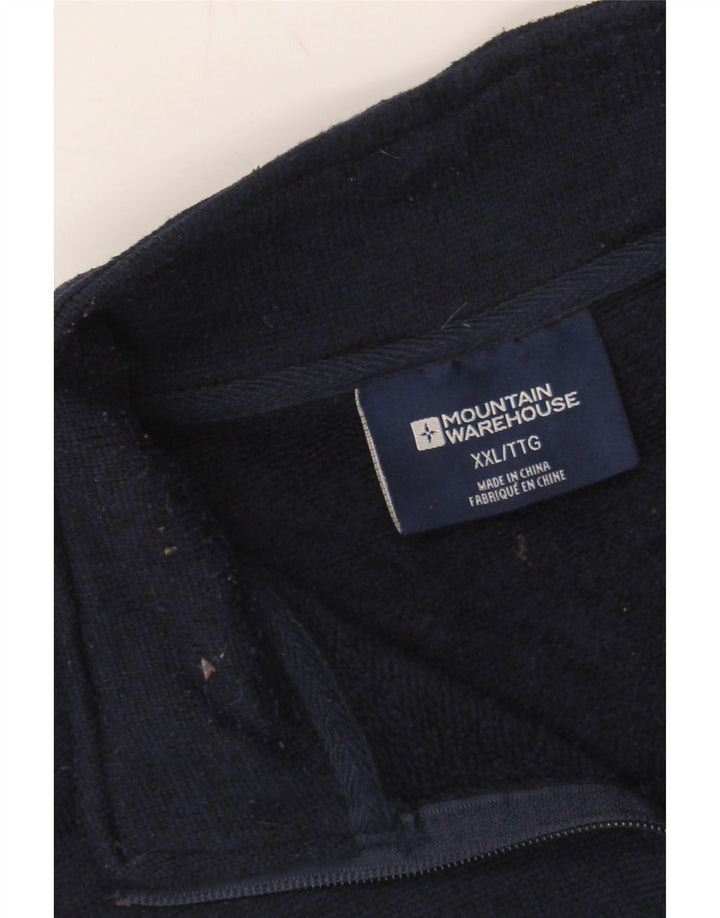 MOUNTAIN WAREHOUSE Mens Zip Neck Sweatshirt Jumper 2XL Navy Blue Polyester Vintage Mountain Warehouse and Second-Hand Mountain Warehouse from Messina Hembry 