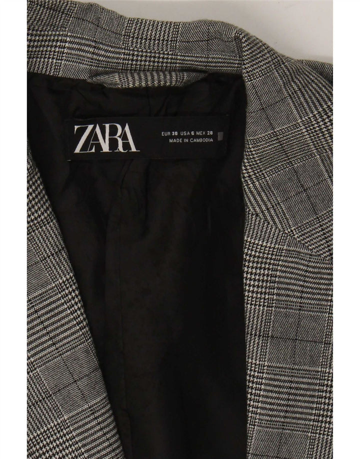 Zara Dame 1-knaps blazerjakke EU 38 Small Grey Houndstooth