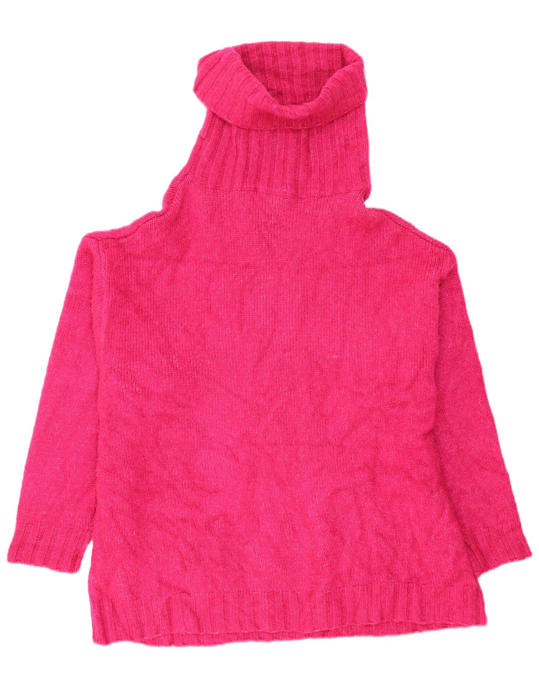 Zara Dame Oversized Roll Neck Jumper Sweater UK 14 Medium Pink Akryl