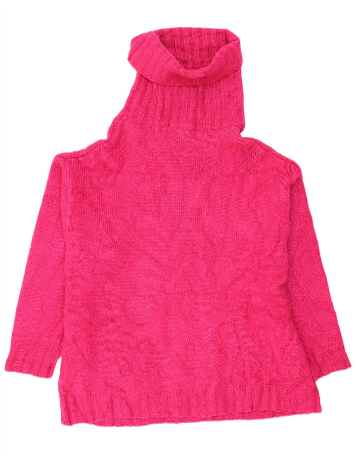 Zara Dame Oversized Roll Neck Jumper Sweater UK 14 Medium Pink Akryl