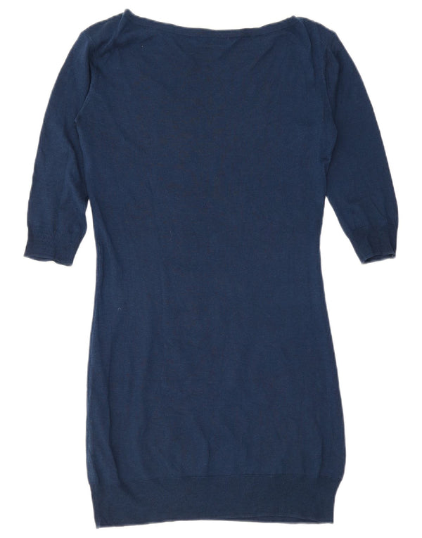 Massimo Dutti Dame 3/4 Ærmet Skede Kjole UK 10 Lille Blå Bomuld
