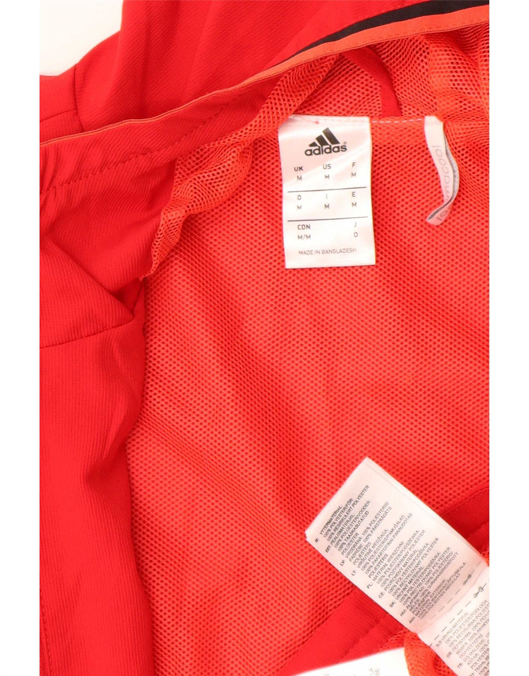Adidas Herre Climacool Grafisk Regnjakke med Hætte UK 38 Medium Rød Polyester