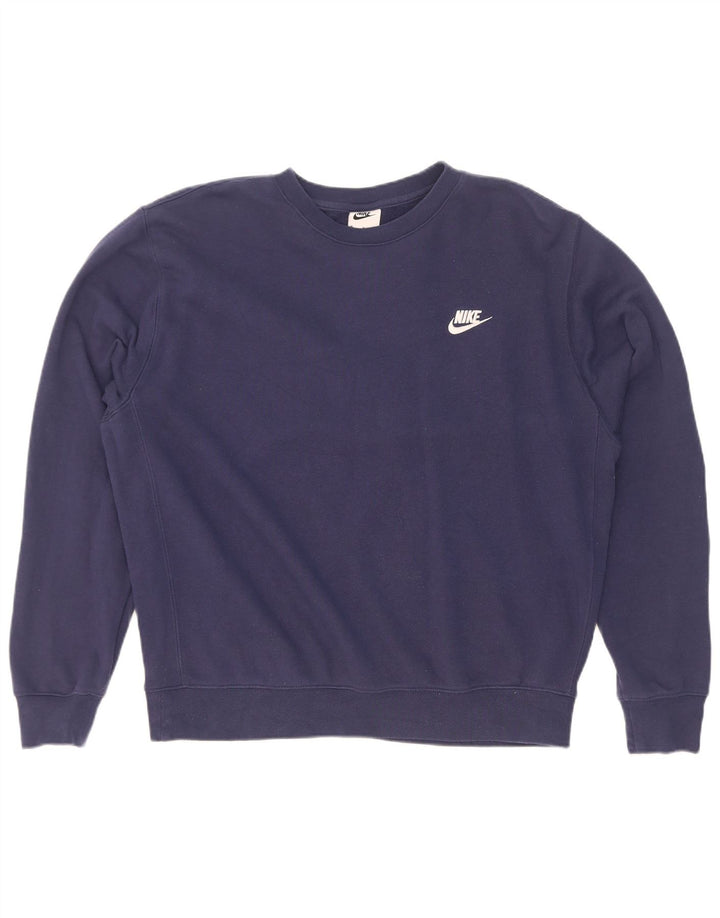 Nike Dame Oversized Sweatshirt Jumper UK 14 Medium Navyblå Bomuld