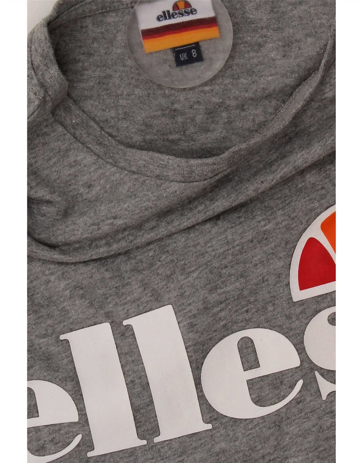 Ellesse Dame Grafisk T-Shirt Top UK 8 Lille Grå