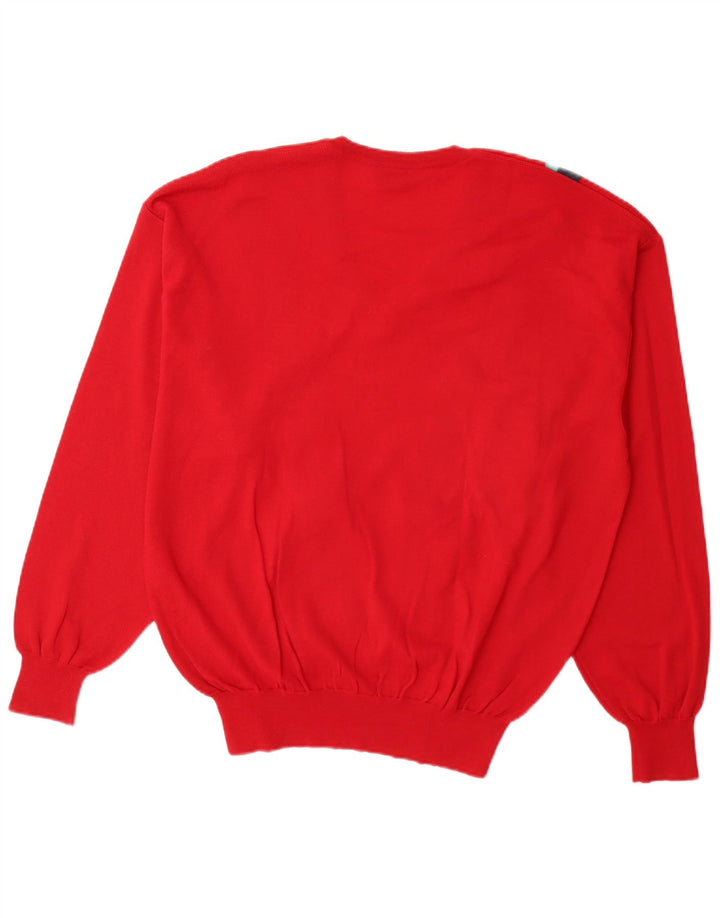DALMINE Herre V-hals sweater IT 54 XL Rødstribet Virgin Wool