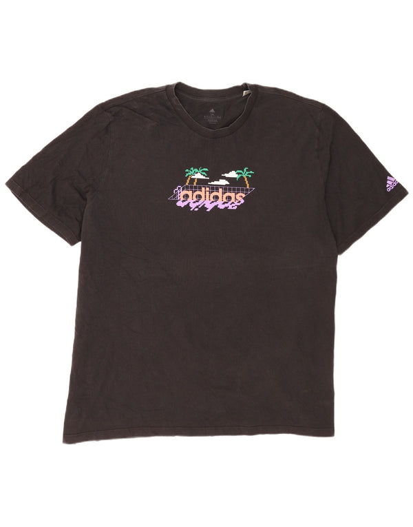 Adidas Herre Grafisk T-Shirt Top 2XL Sort Bomuld