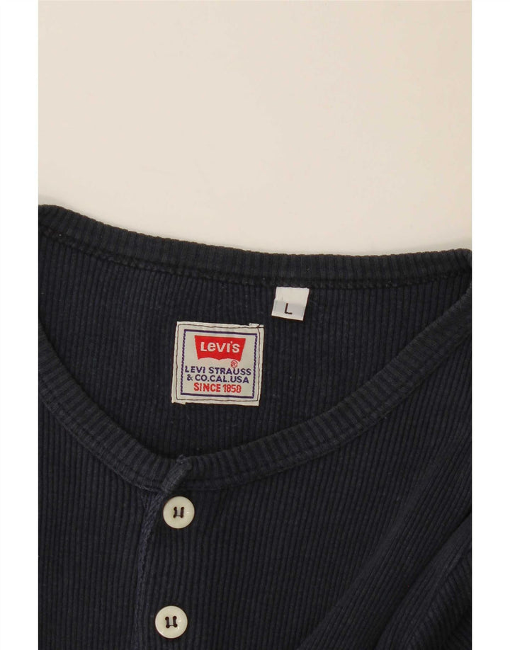 Levi's Dame T-Shirt Top UK 14 Large Navy Blue