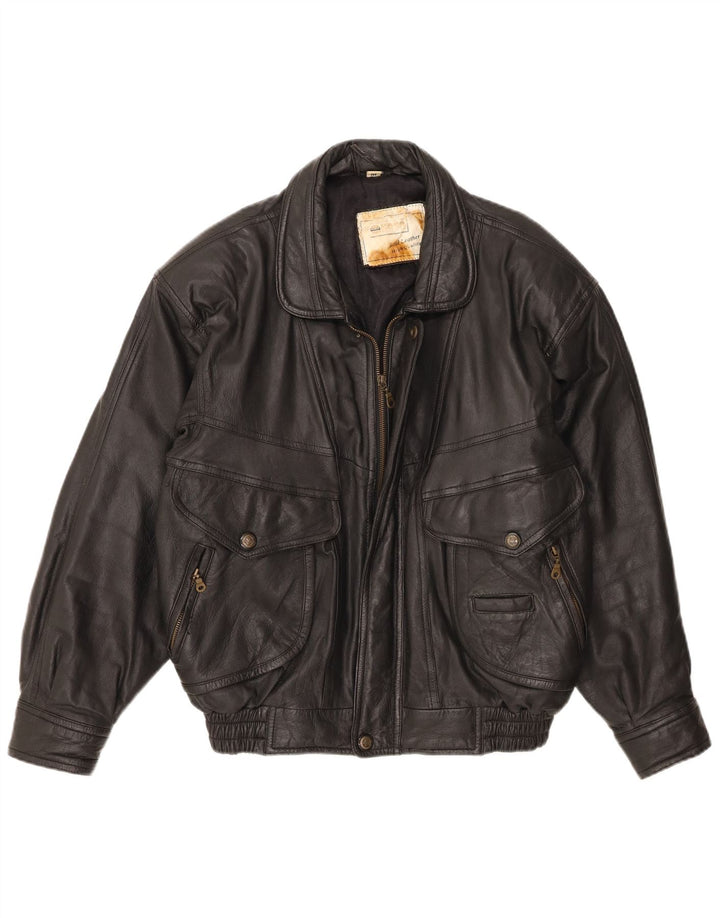 Vintage Herre Læderjakke UK 38 Medium Sort Læder