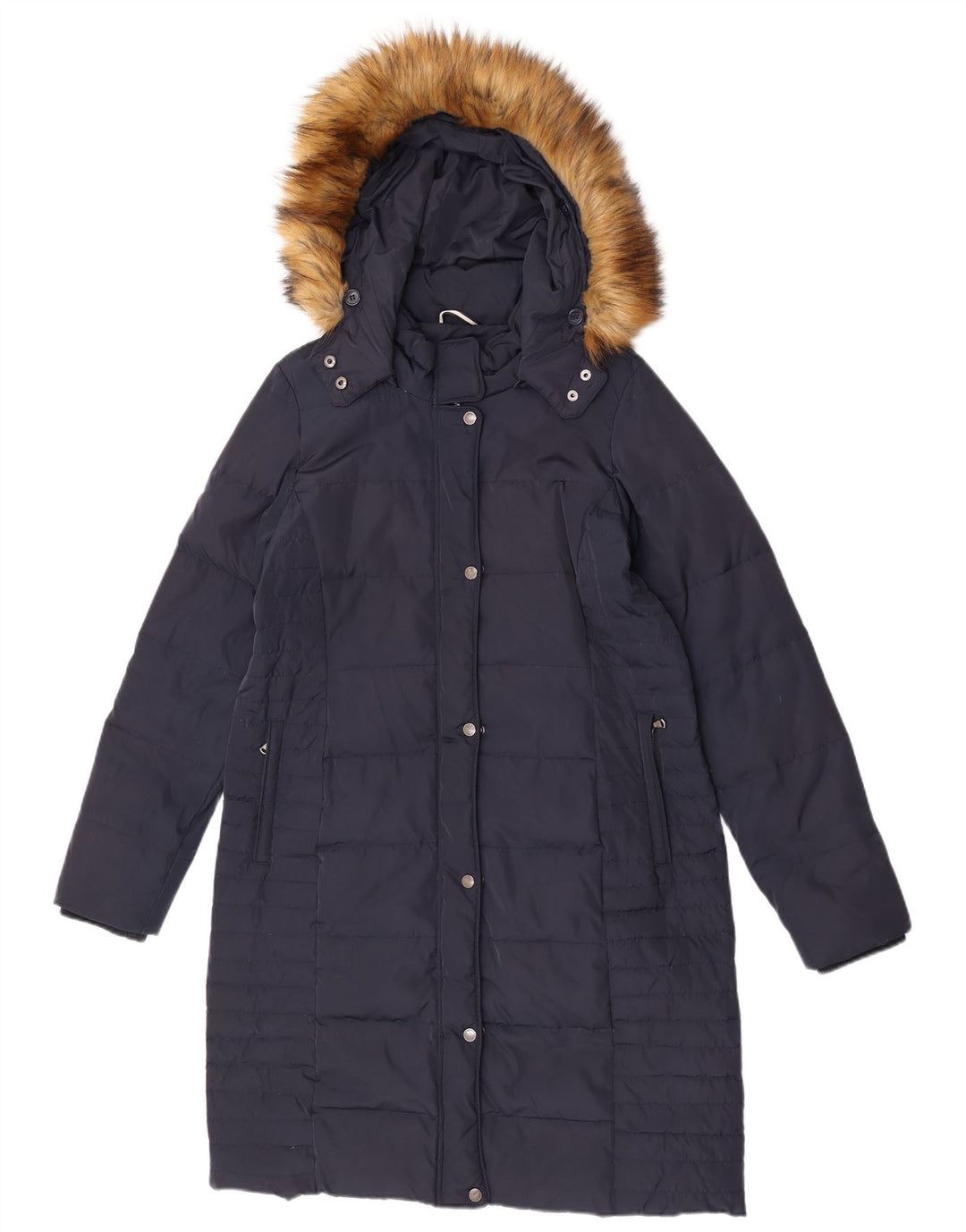 Besætningstøj Dame hætte polstret frakke UK 12 Medium Navy Blue Polyester
