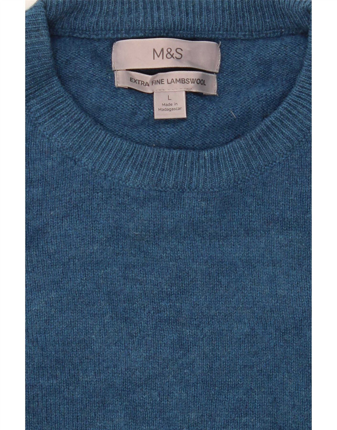 Marks & Spencer Herre sweater med rund hals, stor blå lammeuld
