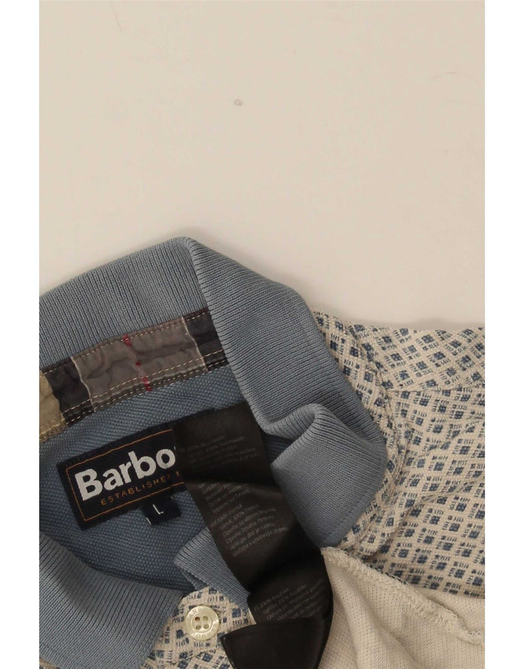 Barbour herre poloskjorte stor grå geometrisk bomuld