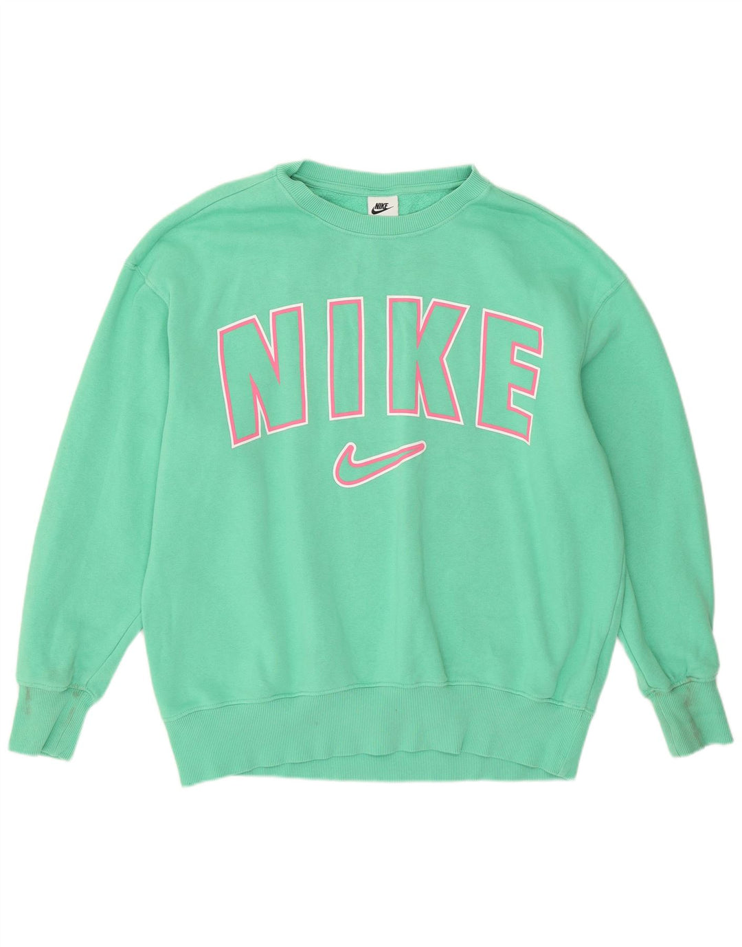 Nike Womens Graphic Oversized Sweatshirt Jumper UK 10 Small Green Bomuld