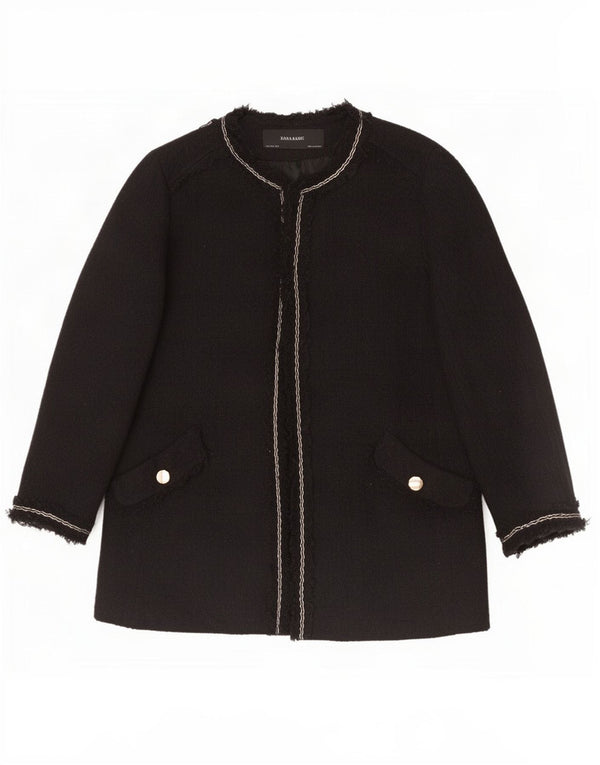 Zara Womens Open Blazer Jacket UK 14 Large Black Acryl