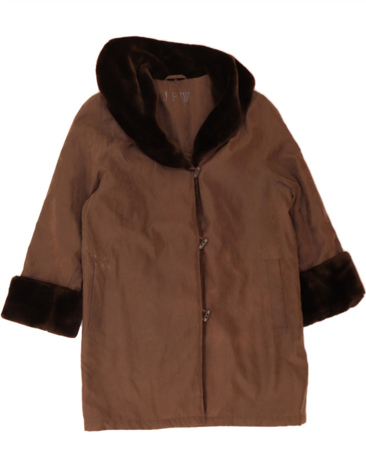 VINTAGE Womens Duffle Coat UK 16 Large Brown Polyester Vintage Vintage and Second-Hand Vintage from Messina Hembry 