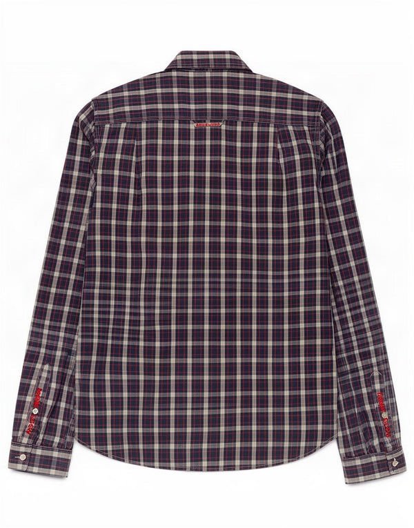 Superdry Mens Shirt Medium Navy Blue Check Cotton