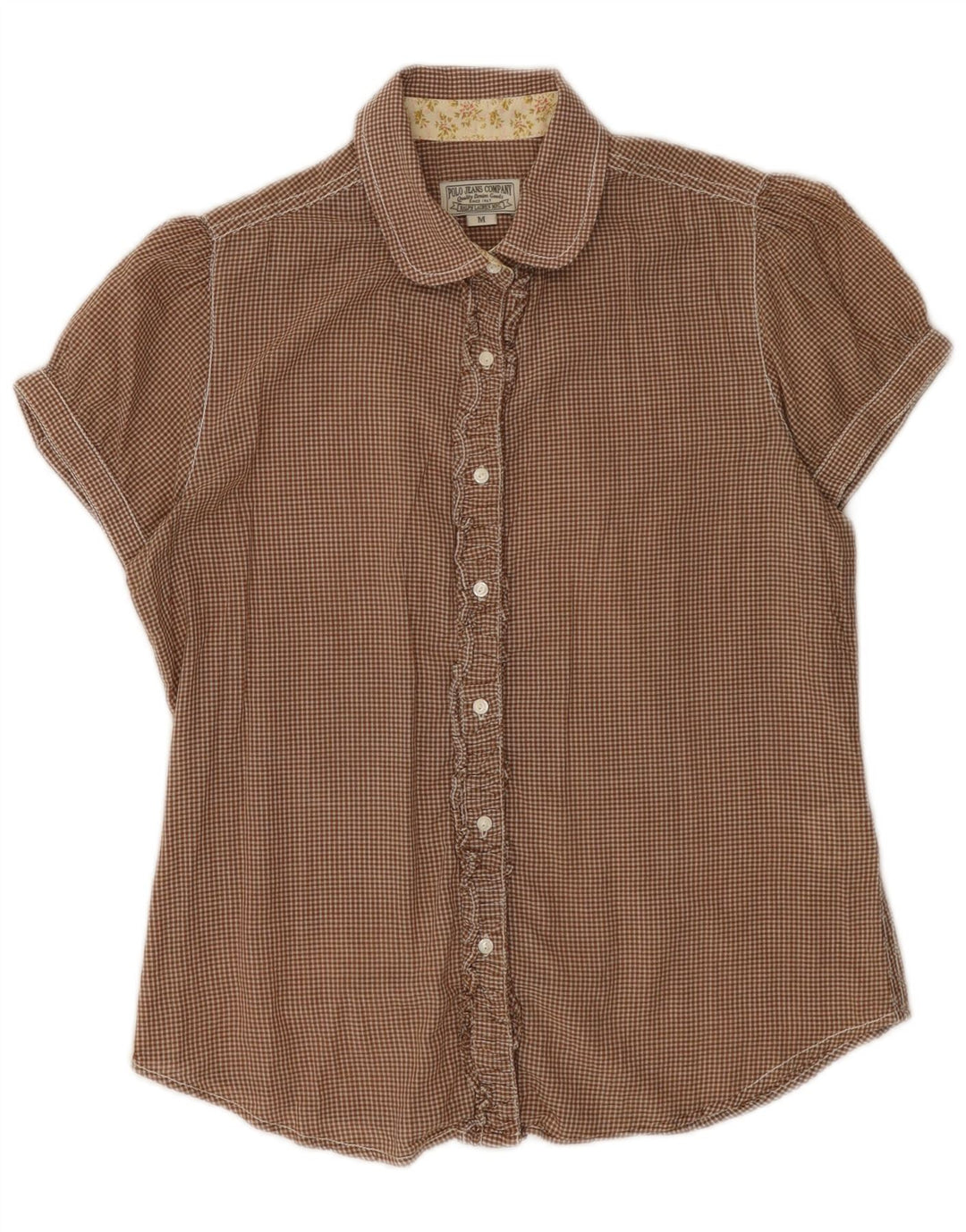 POLO RALPH LAUREN Kortærmet skjortebluse til kvinder UK 12 Medium Brun