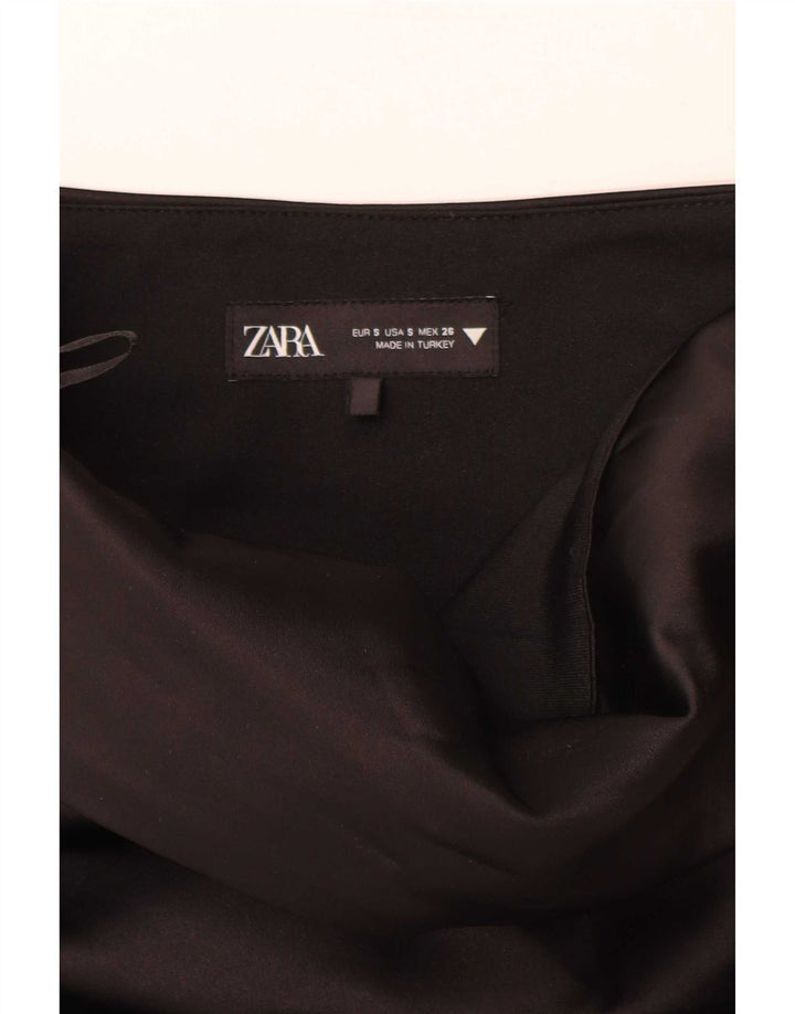 Zara Womens Crop stropløs top UK 10 Small Black Polyester