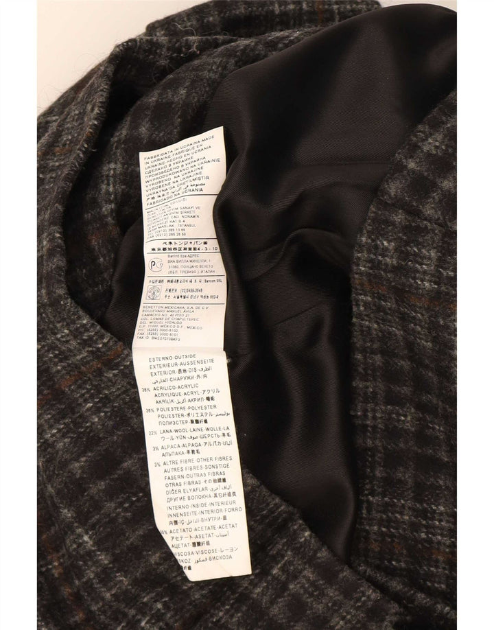 Benetton Dame Hætte Duffle Jacket IT 42 Medium Grey Ternet akryl