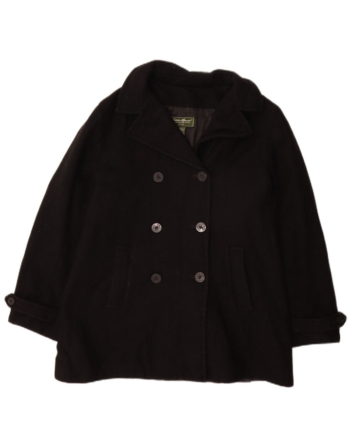 Eddie Bauer Womens Pea Coat UK 16 Large Black Wool