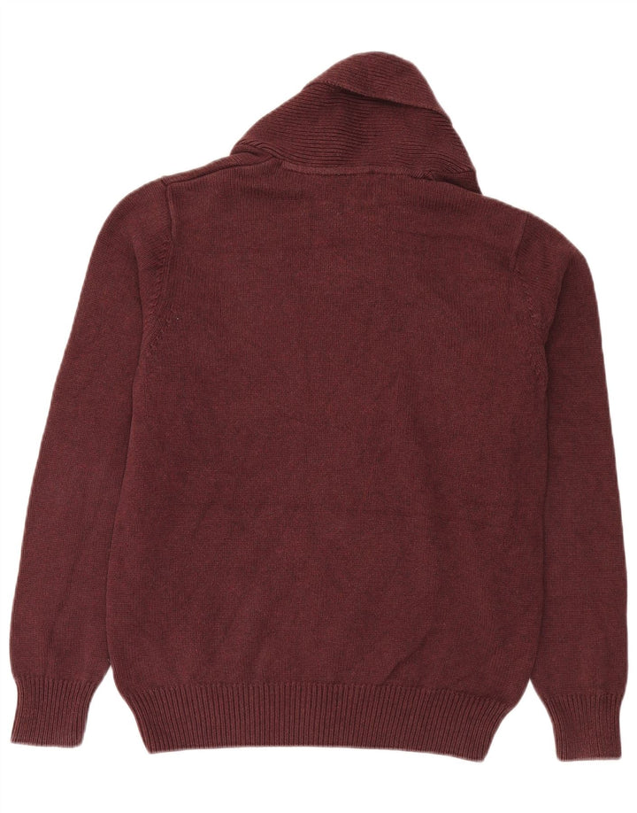 Marks & Spencer Herre Shawl Neck Jumper Sweater Medium Bourgogne Bomuld