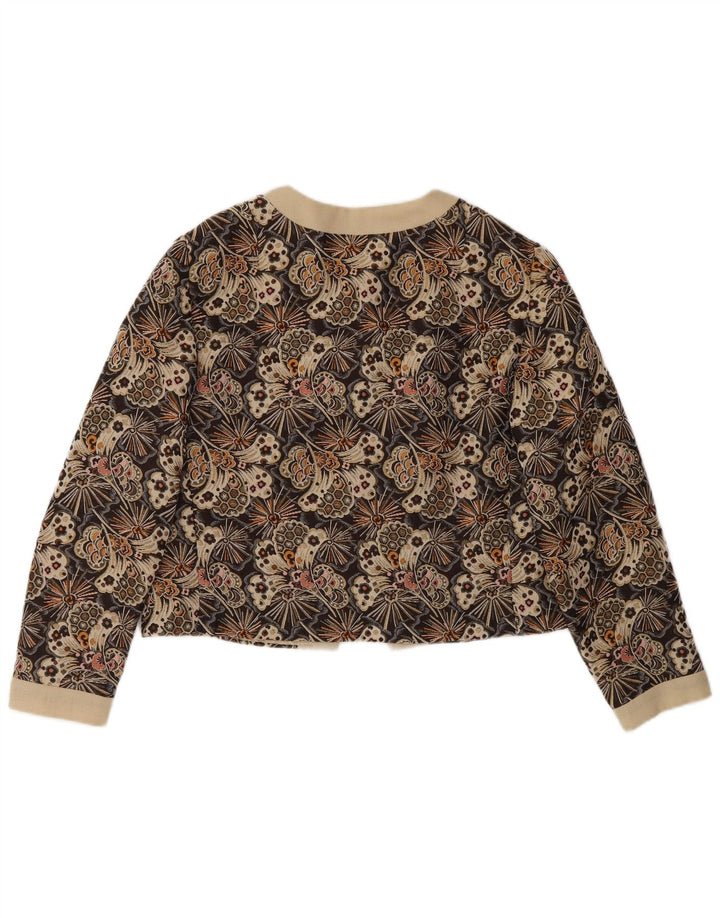 Vintage Dame Bolero Jacket UK 14 Medium Brown Floral