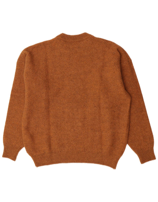 Think Pink Mens Crew Neck Jumper Sweater IT 52 Large Brown Acrylic