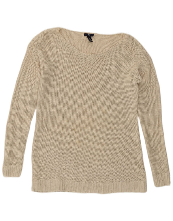 Gap Dame Boat Neck Jumper Sweater UK 12 Medium Beige Bomuld