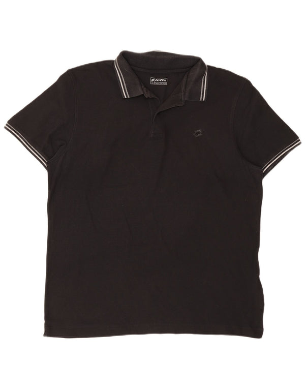 Lotto Herre Polo Shirt 2XL Sort Stribet Bomuld