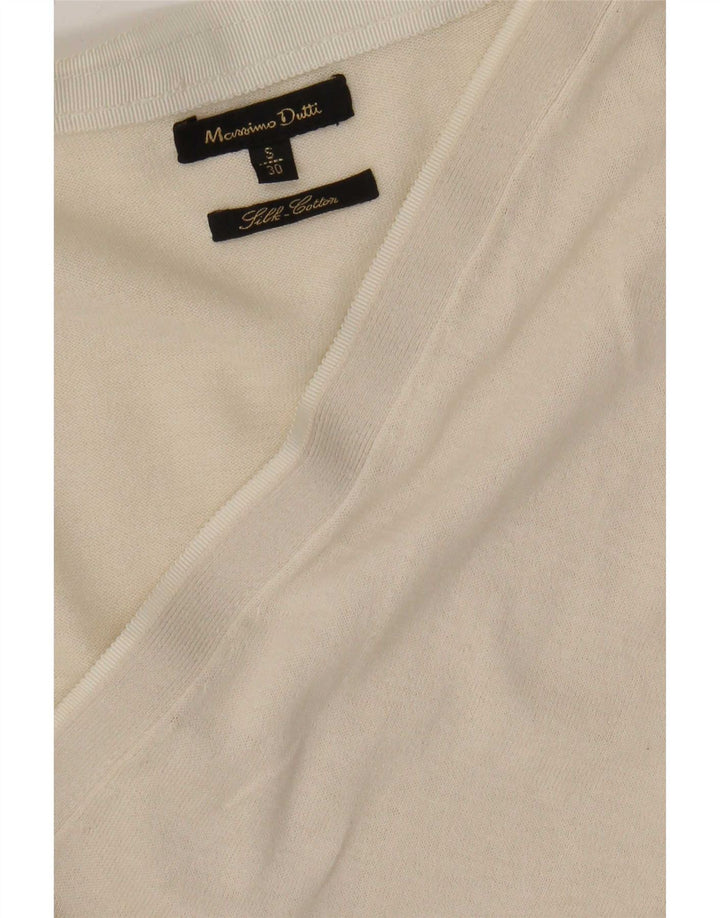Massimo Dutti Dame Cardigan Sweater UK 10 Small Beige Silke