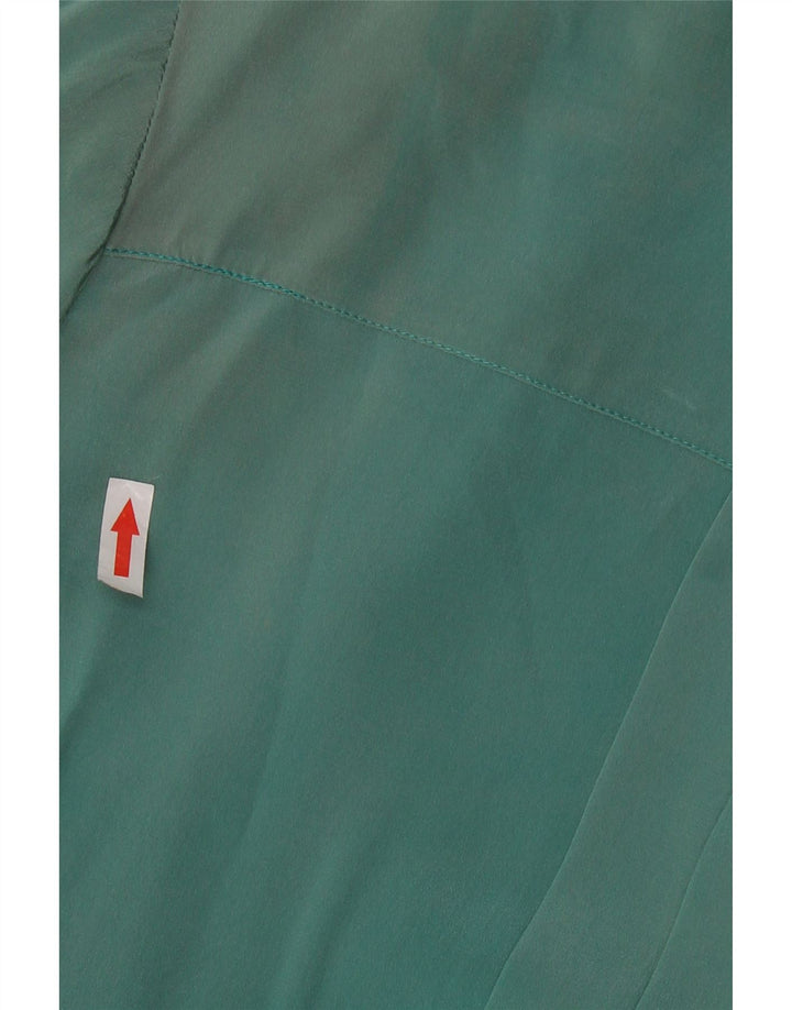 VINTAGE Dame Front Tie Langærmet bluse Top UK 16 Large Green Silk