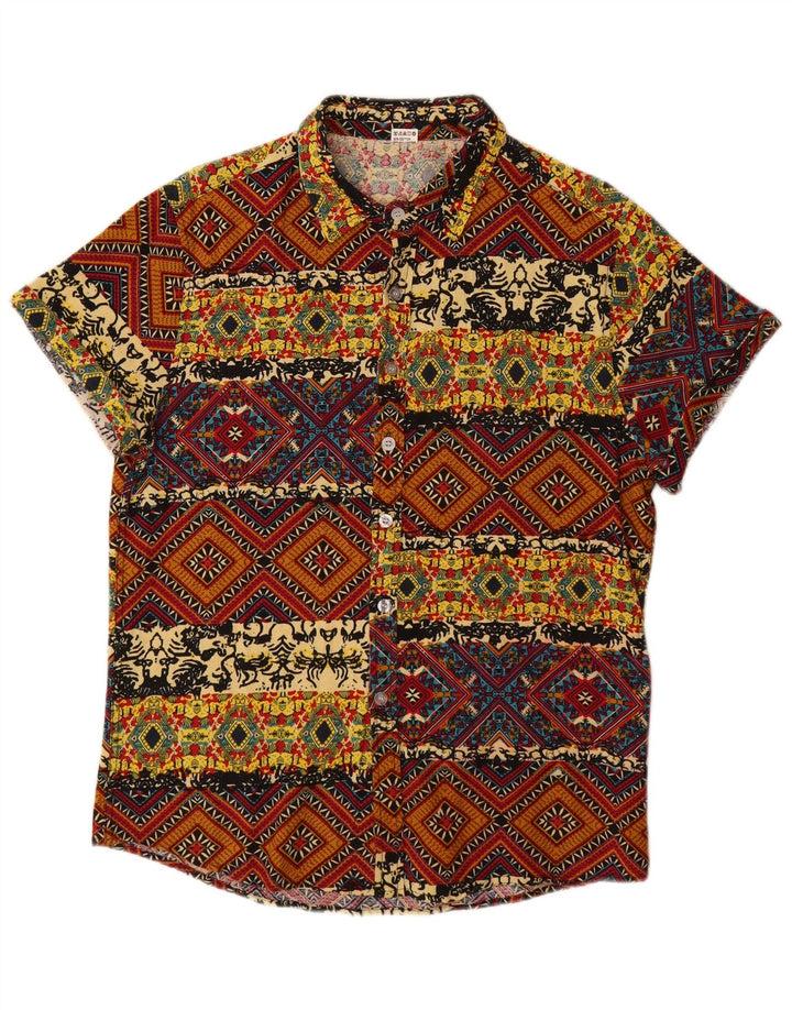 VINTAGE Boys Short Sleeve Shirt 15-16 Years XL Multicoloured Patchwork