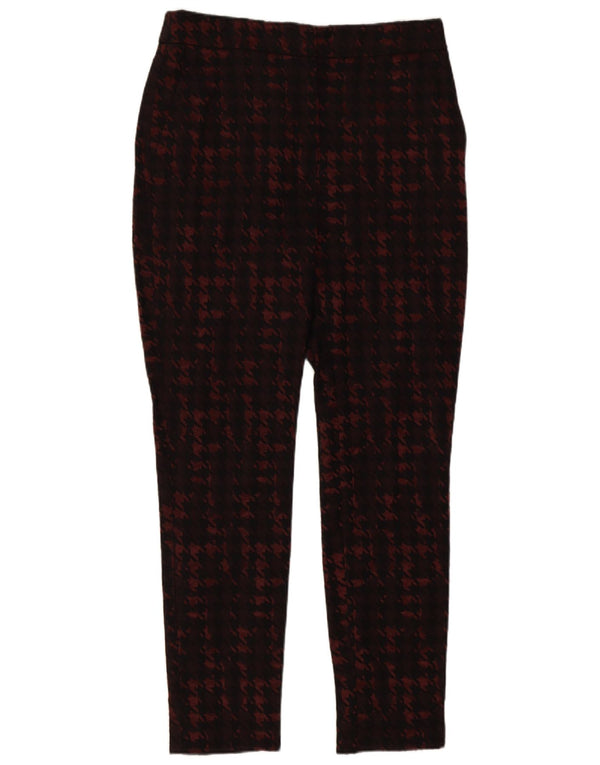 Reiss Dame Slim Cropped Trousers UK 8 Small W26 L25 Burgundy Houndstooth