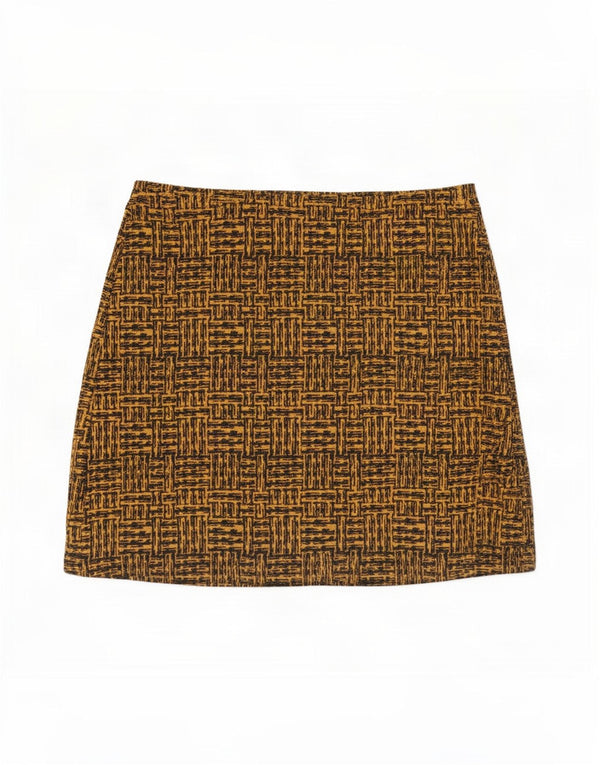 Marks & Spencer Dame Mini-nederdel UK 14 Large W36 Brown Geometric Polyester