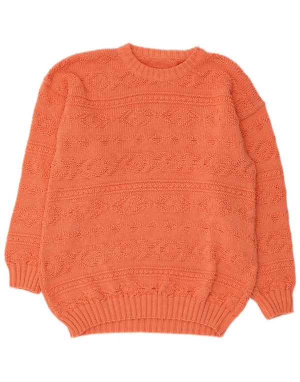 VINTAGE Dame Boat Neck Jumper Sweater UK 12 Medium Orange