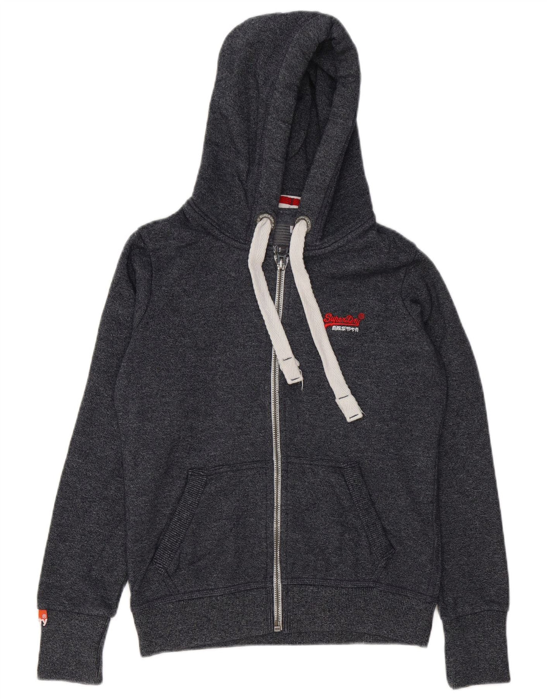 Superdry Hættetrøje med lynlås til mænd mellemgrå flækket bomuld