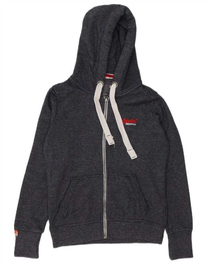 Superdry Hættetrøje med lynlås til mænd mellemgrå flækket bomuld
