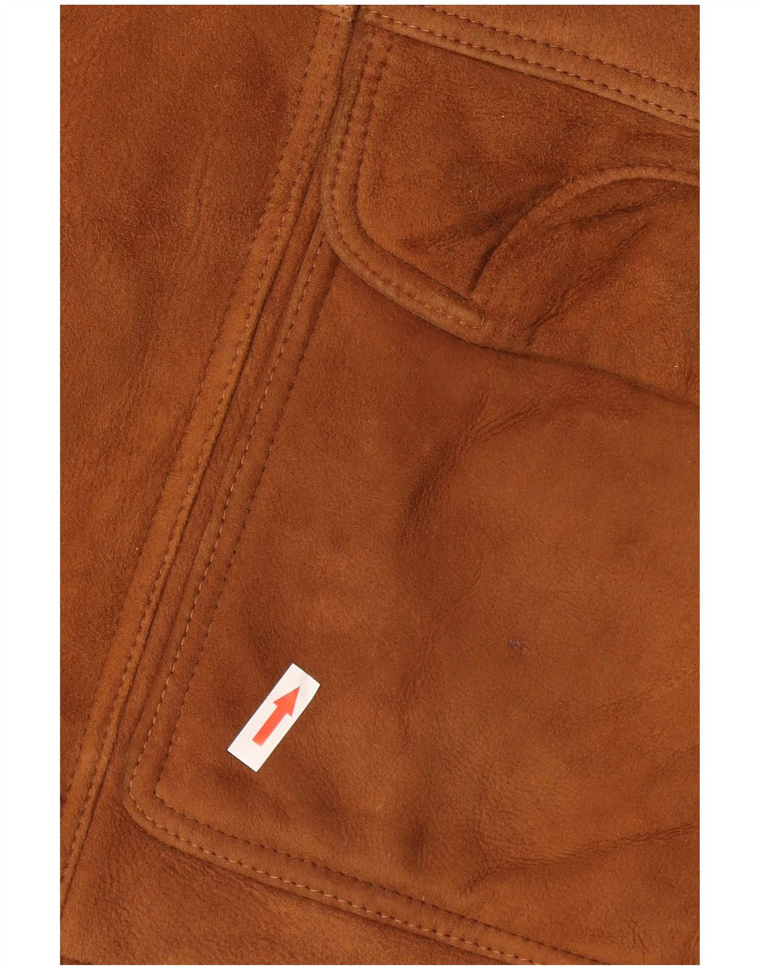 Vintage Herre Loose Fit Shearling Jacket IT 46 Lille brunt læder