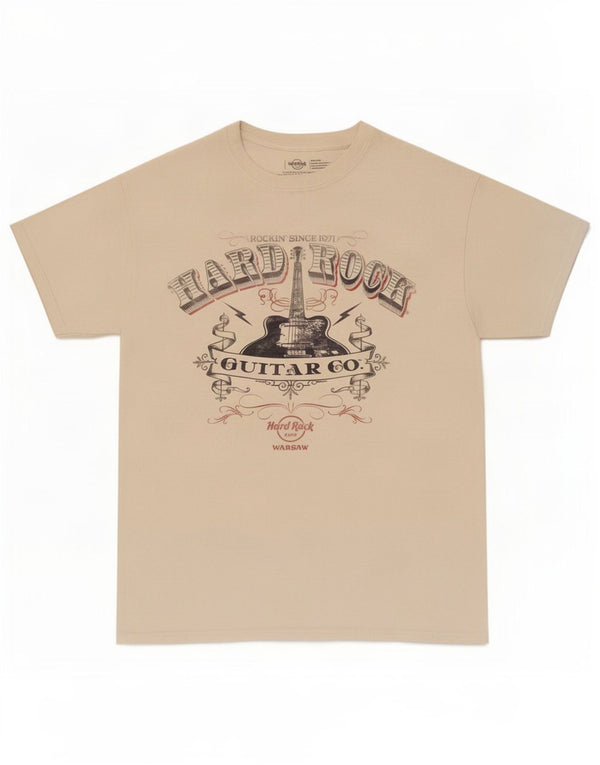 Hard Rock Cafe Herre Warszawa Grafisk T-Shirt Top Medium Off White Bomuld