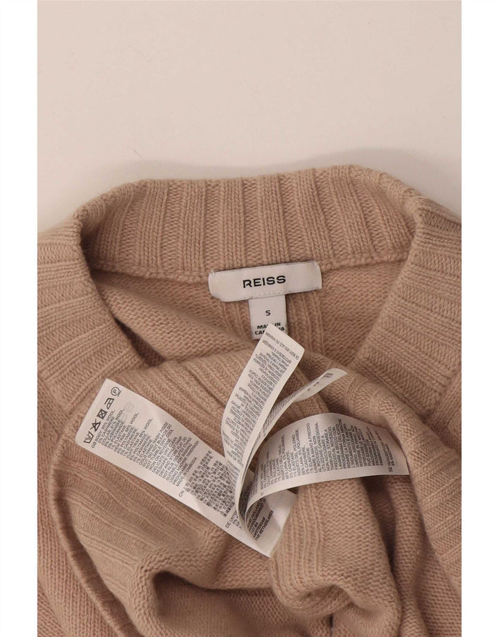 Reiss Dame Oversized Crew Neck Jumper Sweater UK 10 Small Beige Uld