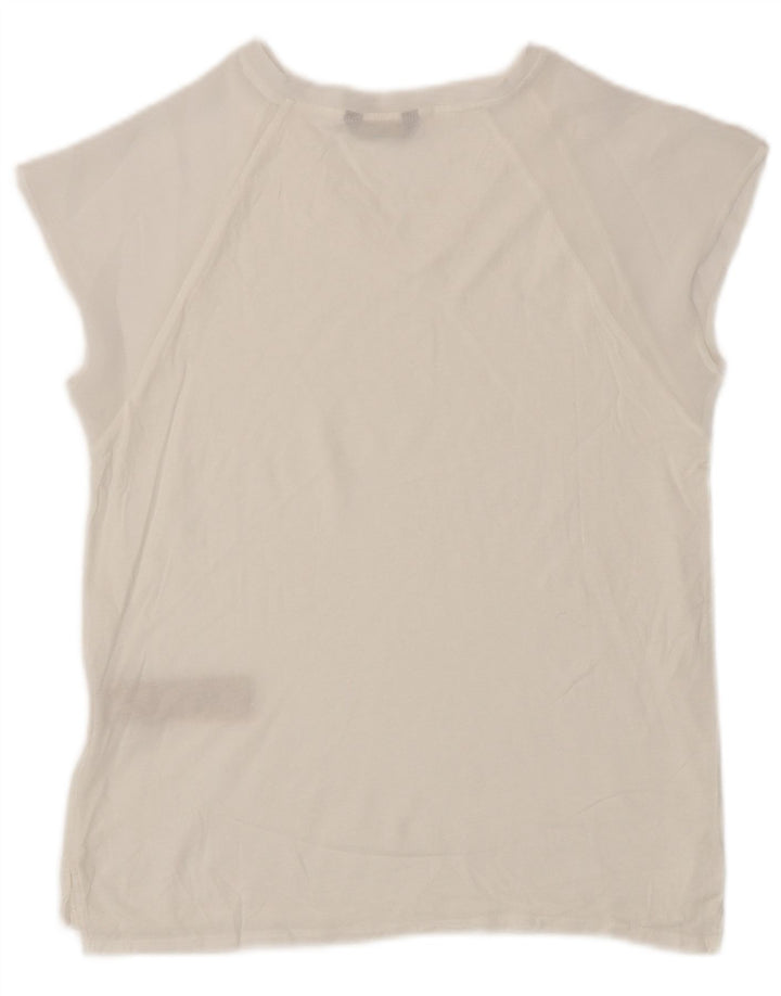 Massimo Dutti Dame T-Shirt Top UK 10 Small White Lyocell