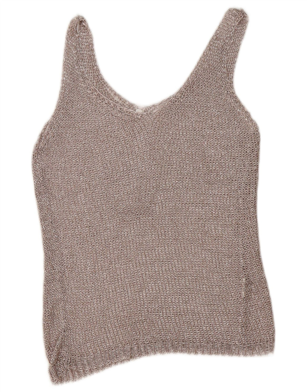 Vintage Hæklet Vest Top UK 12 Medium Sølv