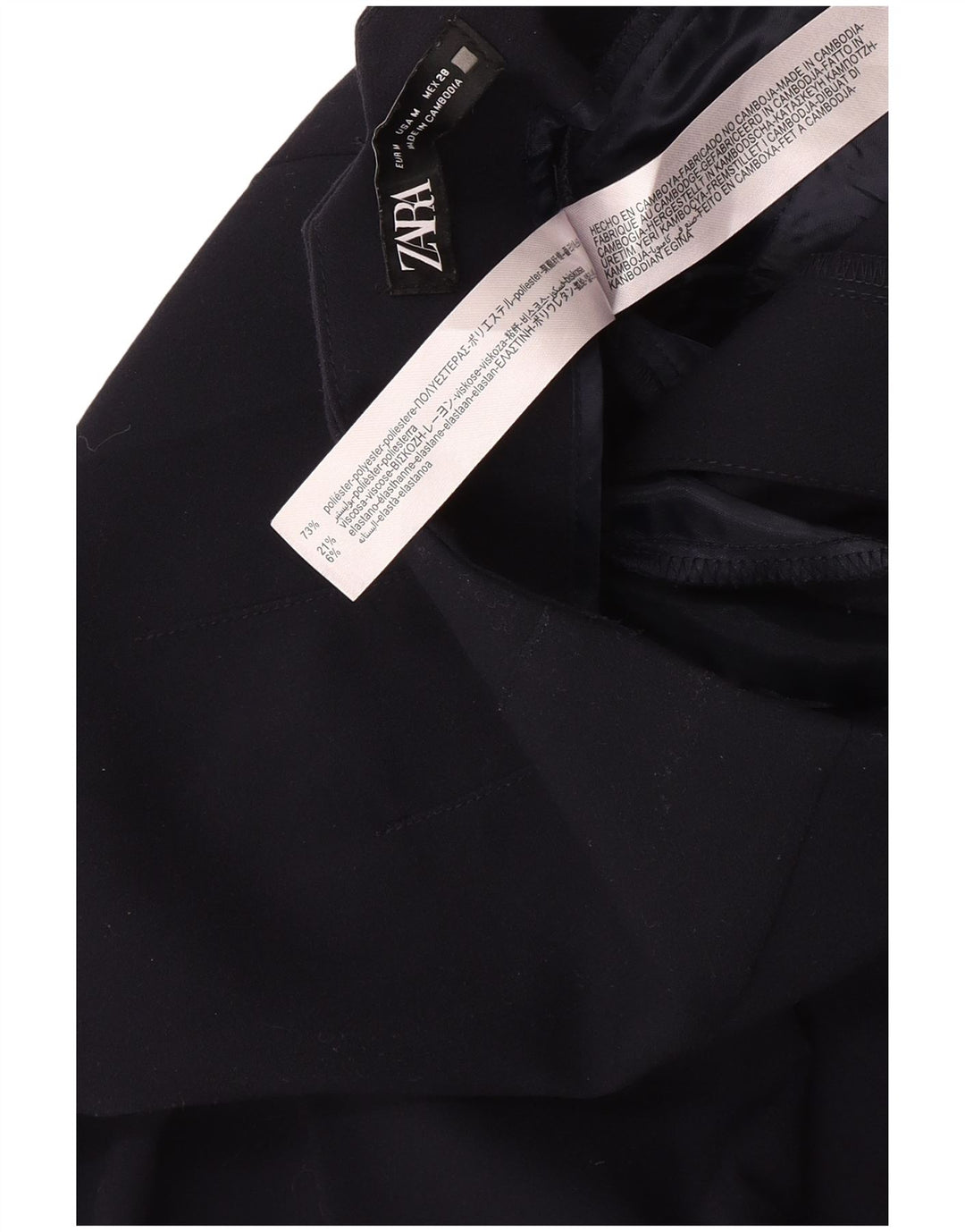 Zara Womens Crop Tapered Suit Bukser Medium W28 L26 Marineblå Polyester