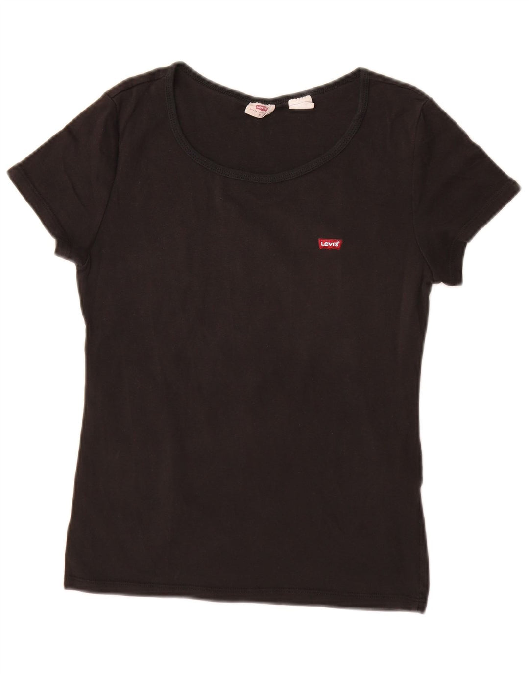 Levi's Dame T-Shirt Top UK 12 Medium Sort Bomuld
