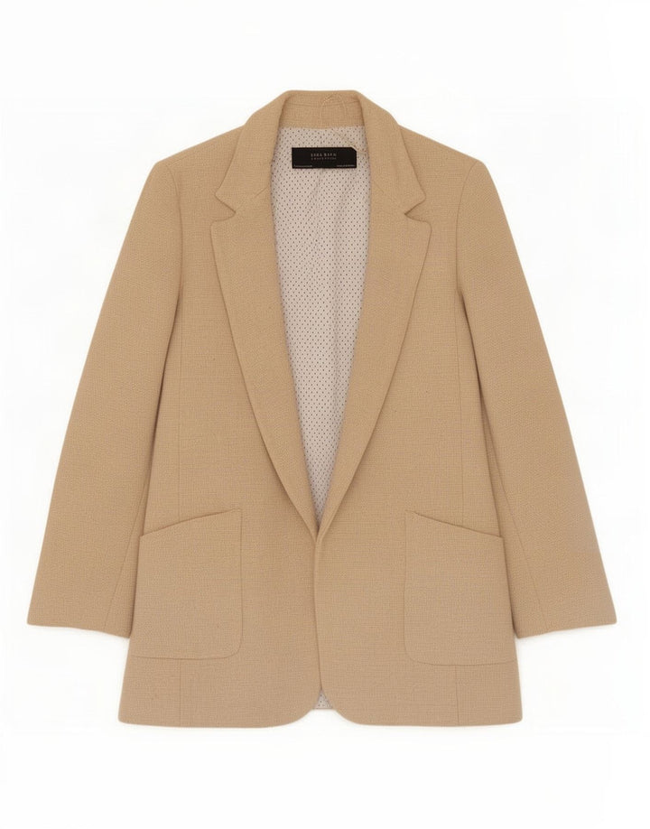 Zara Womens Open Oversized Blazer Jacket UK 10 Small Beige
