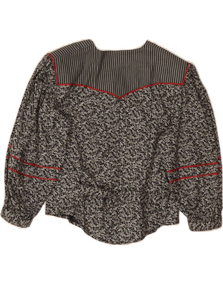 BYBLOS Womens 3/4 Sleeve 3 Button Blazer Jacket EU 36 Small Black Floral Vintage Byblos and Second-Hand Byblos from Messina Hembry 